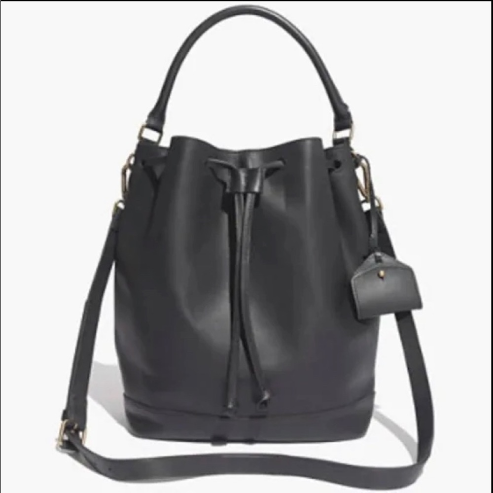 Madewell Leather Black Bucket Bag